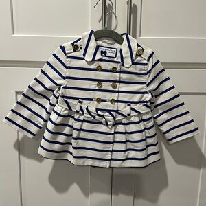 Janie & Jack Blue & White Striped Coat